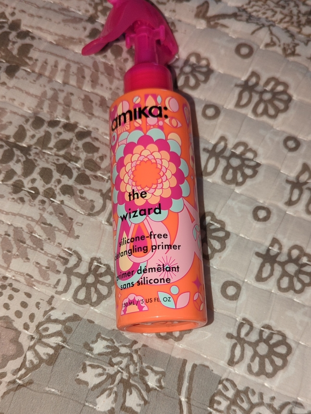 amika Bright Pink and Orange Silicone-Free Detangling Primer